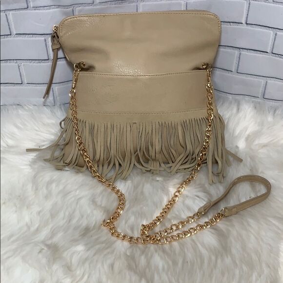 Moda Luxe Leather Fringe Foldover Crossbody Bag - Picture 1 of 7